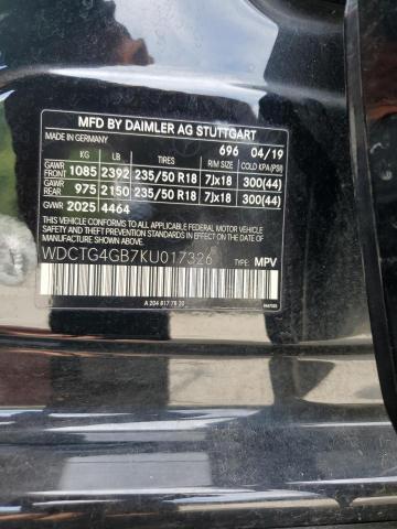 WDCTG4GB7KU017326 Mercedes-Benz Gla 250 4matic