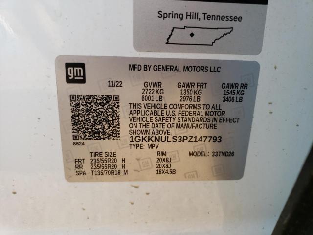 1GKKNULS3PZ147793 GMC ACADIA SLT