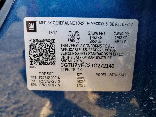 3GTU2NEC2JG272140 GMC Sierra K1500 Slt