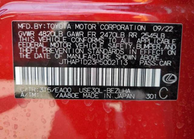 2023 LEXUS IS 500 F S JTHAP1D23P5002113