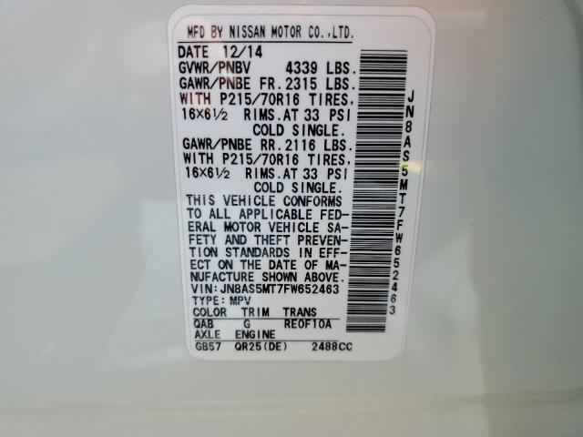 JN8AS5MT7FW652463 Nissan Rogue Select S