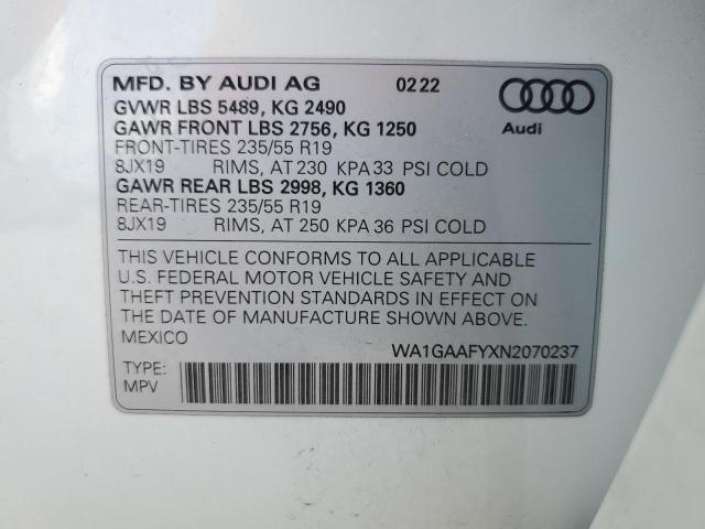 WA1GAAFYXN2070237 2022 AUDI Q5, photo no. 13