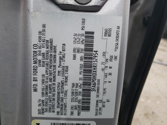 3FA6P0HDXHR157954 Ford FUSION SE