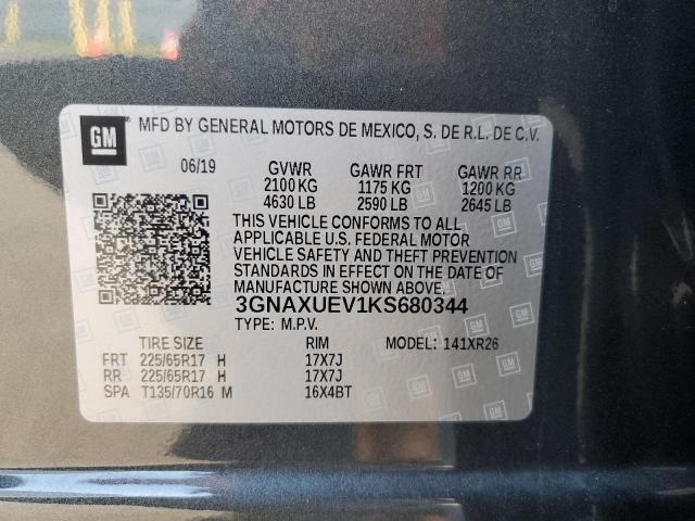 3GNAXUEV1KS680344 | 2019 CHEVROLET EQUINOX LT