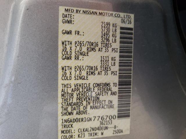 1N6AD0ER1GN776700 Nissan FRONTIER S