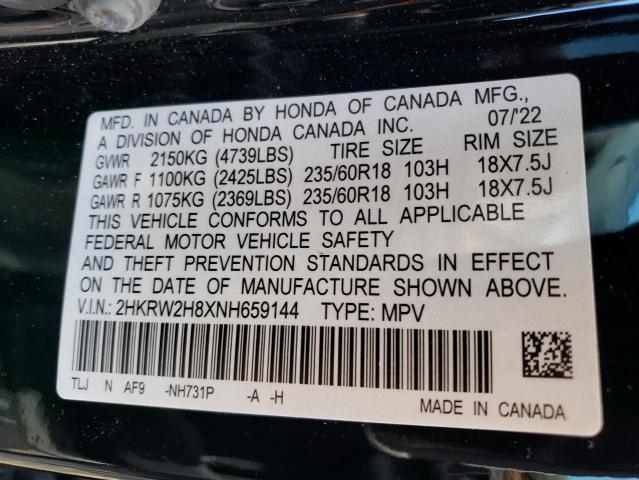 2022 HONDA CRV EXL - 2HKRW2H8XNH659144