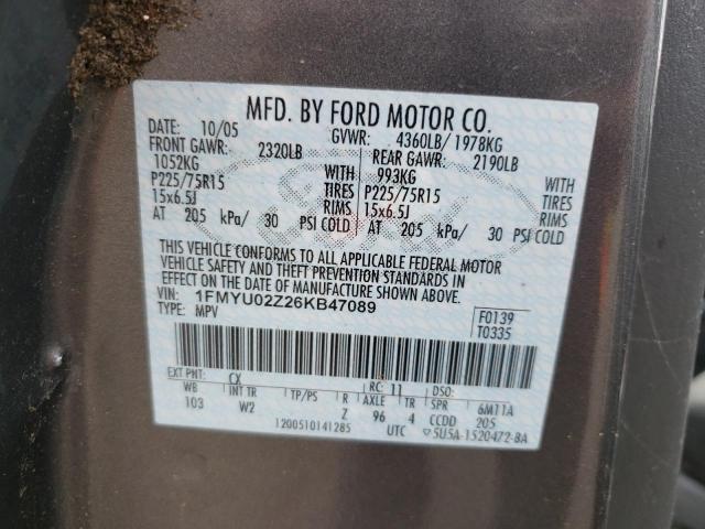 1FMYU02Z26KB47089 2006 Ford Escape Xls