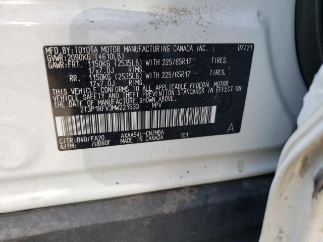 2T3P1RFV3MW221533 Toyota Rav4 Xle
