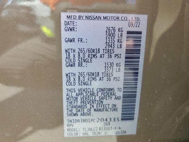 5N1DR3BD1PC204335 Nissan Pathfinder Sv