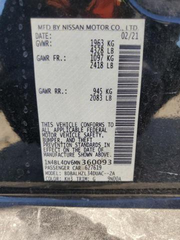 1N4BL4DV6MN360093 Nissan ALTIMA SV
