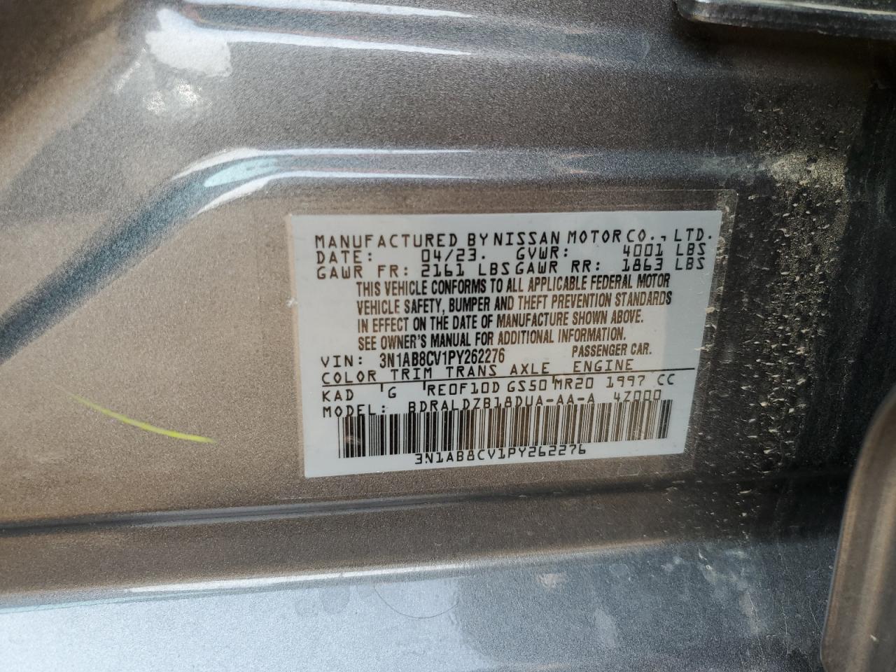 3N1AB8CV1PY262276 2023 Nissan Sentra Sv