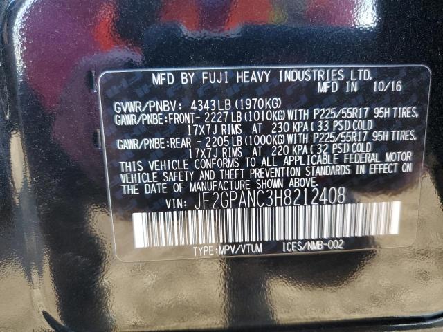 JF2GPANC3H8212408 Subaru Crosstrek Limited