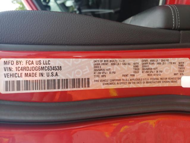 1C4RDJDG6MC634538 Dodge DURANGO GT