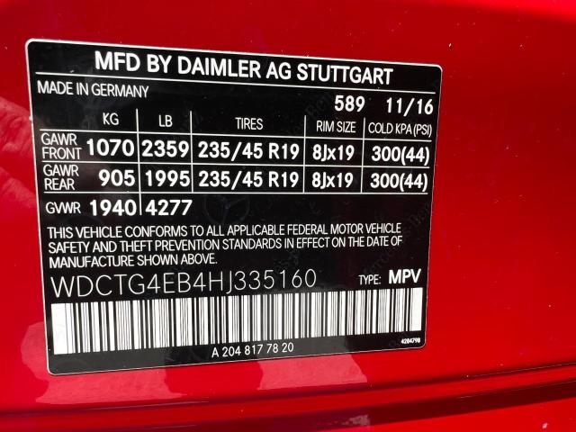 WDCTG4EB4HJ335160 Mercedes-Benz GLA 250
