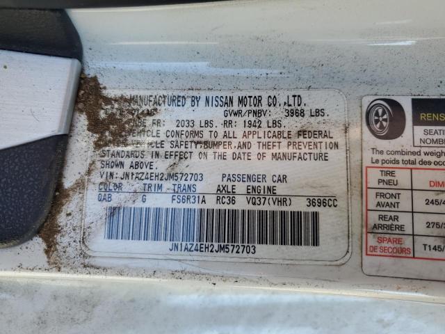 JN1AZ4EH2JM572703 Nissan 370Z BASE