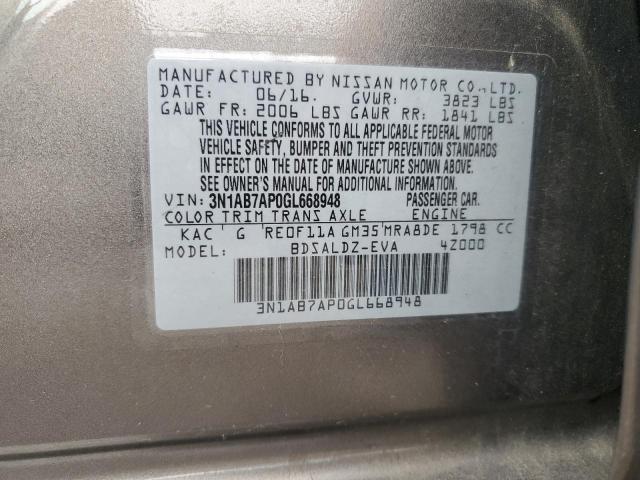 3N1AB7AP0GL668948 | 2016 NISSAN SENTRA S