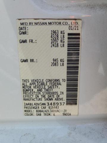 1N4BL4DV5MN348937 Nissan Altima SV 10