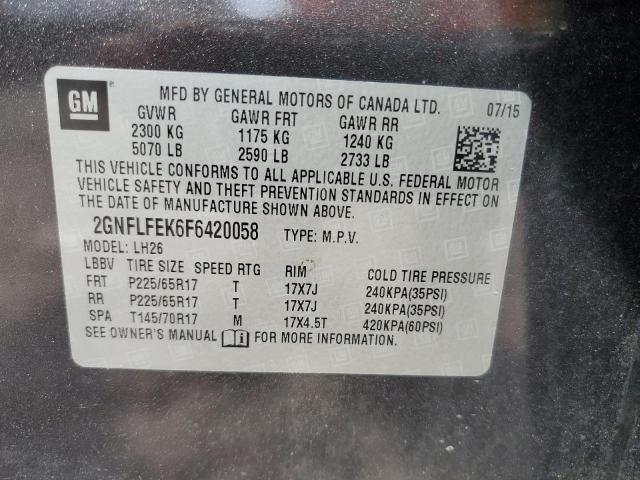 2GNFLFEK6F6420058 | 2015 CHEVROLET EQUINOX LT