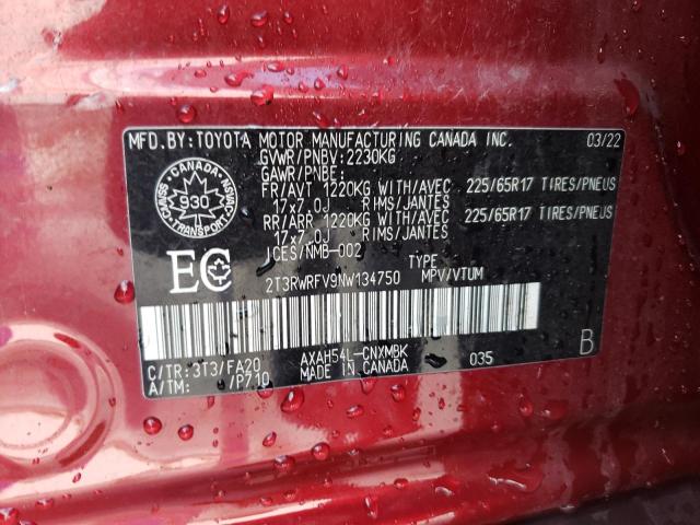 2022 TOYOTA RAV4 XLE - 2T3RWRFV9NW134750