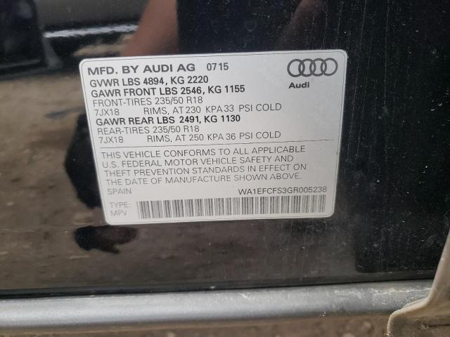 2016 AUDI Q3 WA1EFCFS3GR005238