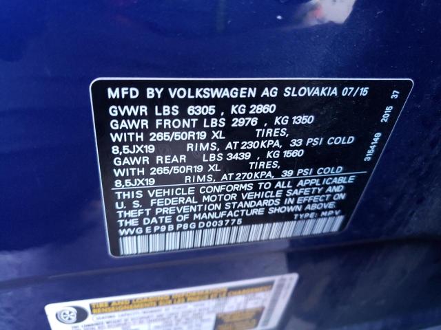 2016 VOLKSWAGEN TOUAREG TD WVGEP9BP8GD003775