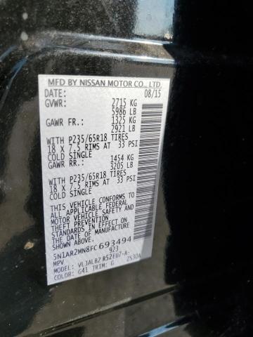 2015 Nissan Pathfinder 3.5L(VIN: 5N1AR2MN8FC693494