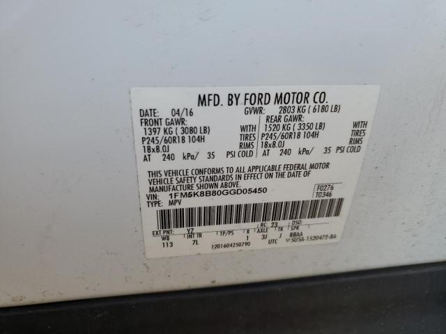 1FM5K8B80GGD05450 Ford EXPLORER
