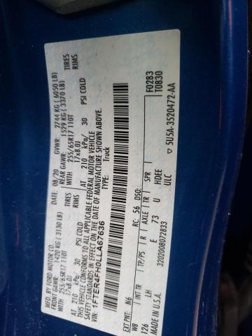 2020 FORD RANGER LAR 1FTER4FH0LLA67636