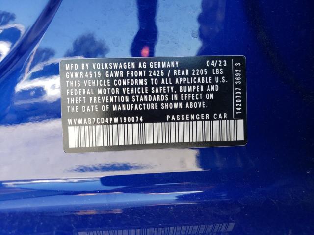 2023 VOLKSWAGEN GOLF R 20T WVWAB7CD4PW190074