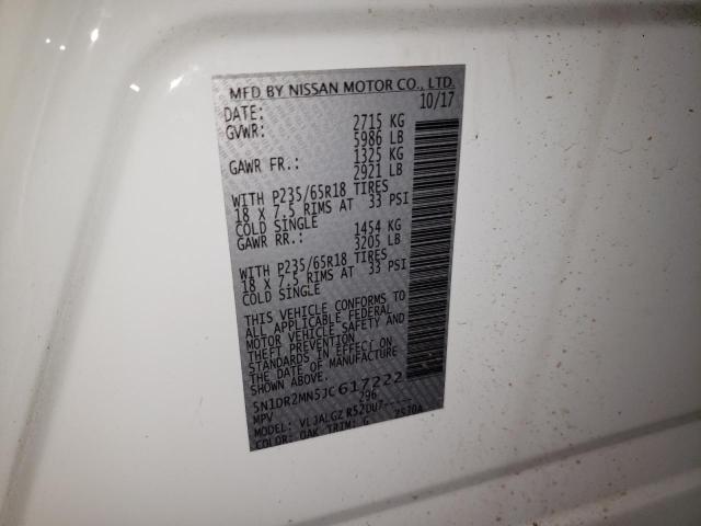 5N1DR2MN5JC617222 Nissan Pathfinder S