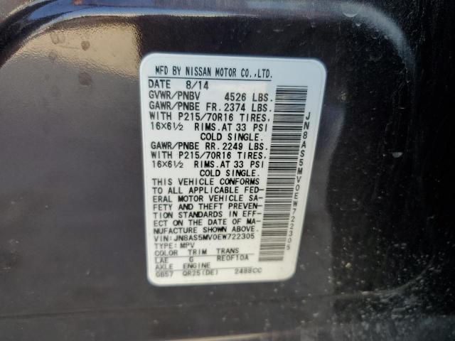 JN8AS5MV0EW722305 Nissan Rogue Select S