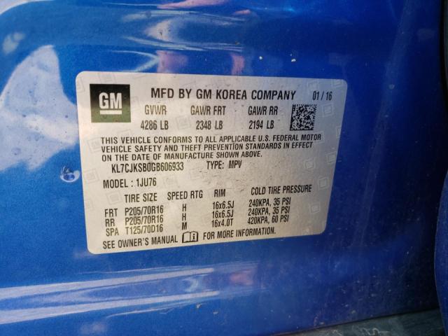 KL7CJKSB0GB606933 Chevrolet TRAX LS