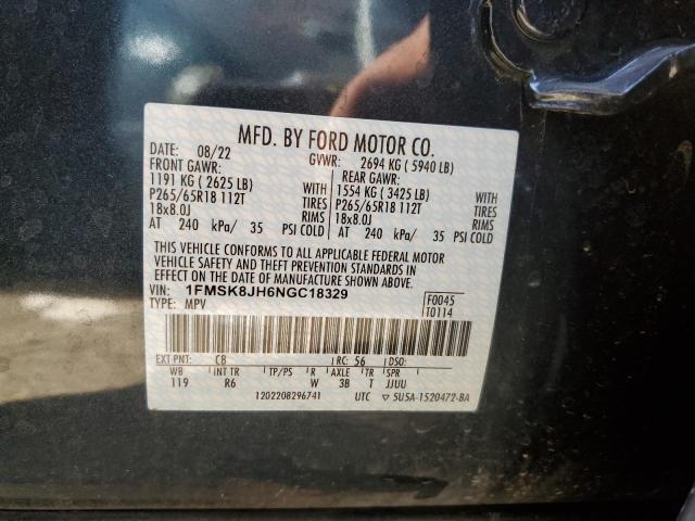 1FMSK8JH6NGC18329 Ford Explorer Timberline