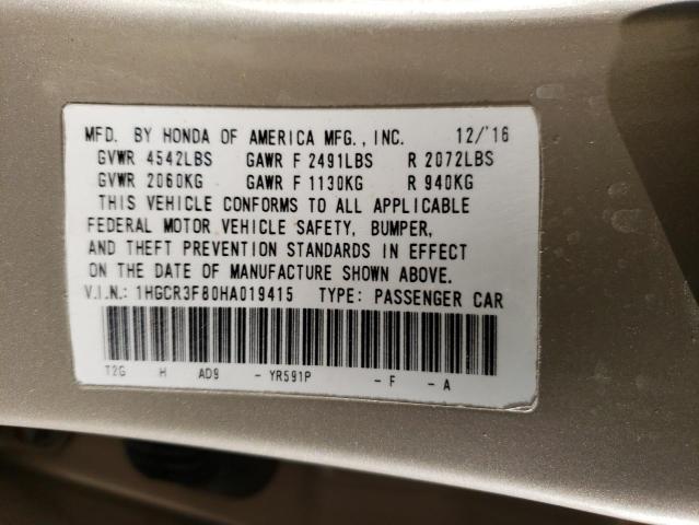 1HGCR3F80HA019415 Honda ACCORD EXL