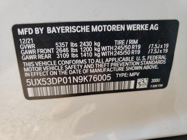 5UX53DP01N9K76005 BMW X3 Xdrive30i