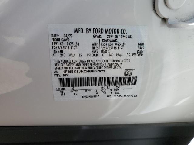 2022 FORD EXPLORER T - 1FMSK8JHXNGB07623