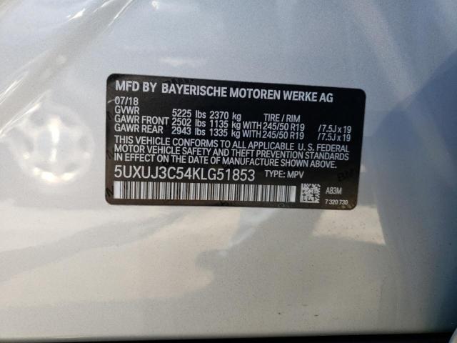 5UXUJ3C54KLG51853 BMW X4 Xdrive30i
