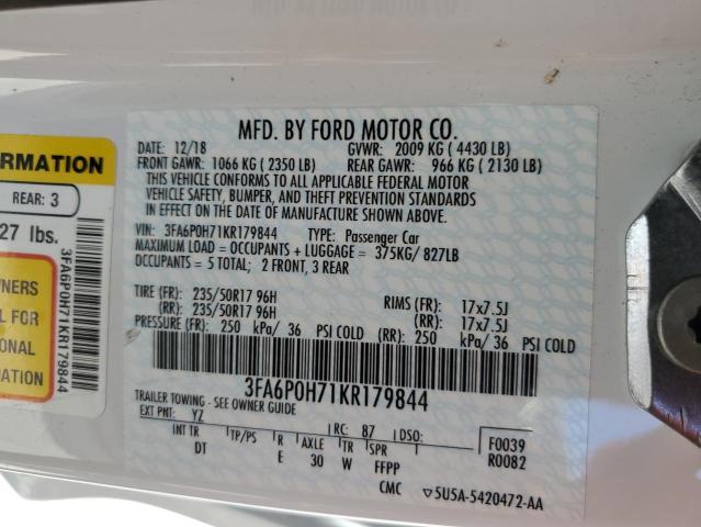 VIN 3FA6P0H71KR179844 2019 Ford Fusion, SE no.12