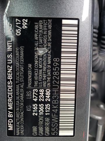 55SWF4KB3HU228598 2017 MERCEDES-BENZ C-CLASS, photo no. 12