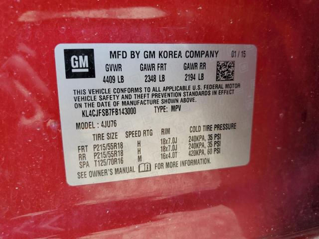 KL4CJFSB7FB143000 Buick Encore Convenience