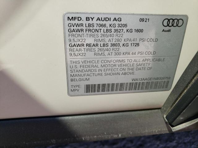 2022 AUDI E-TRON SPO - WA13AAGE1NB008759