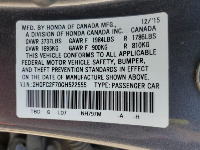 2HGFC2F70GH522555 Honda CIVIC EX