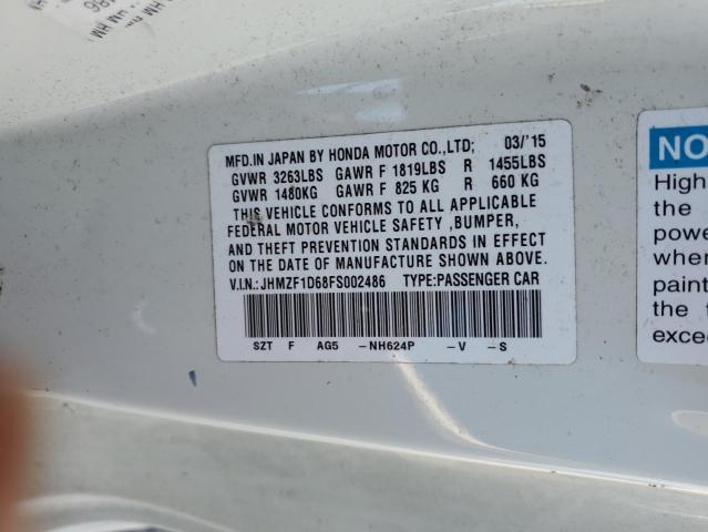 2015 HONDA CR-Z EX - JHMZF1D68FS002486