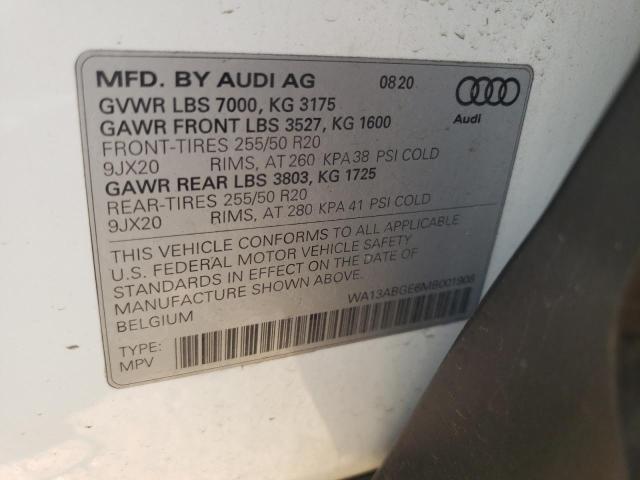 2021 AUDI E-TRON SPO WA13ABGE6MB001908