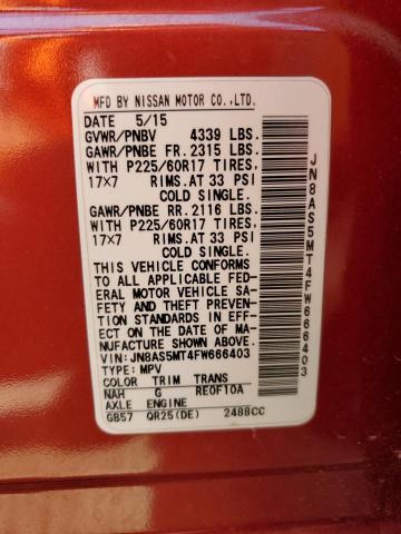 JN8AS5MT4FW666403 Nissan Rogue Select S