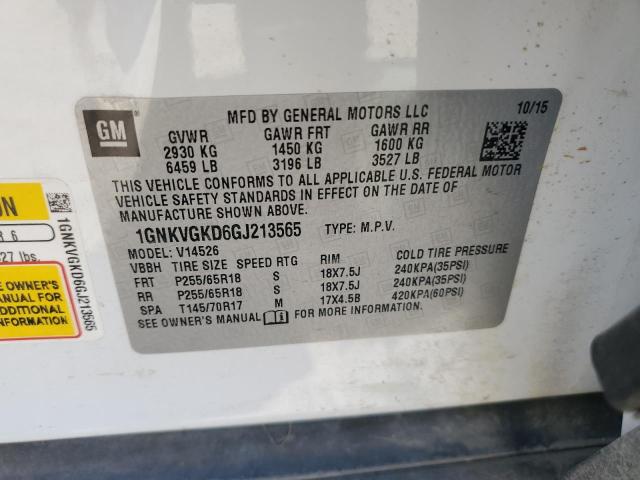 1GNKVGKD6GJ213565 Chevrolet Traverse Lt