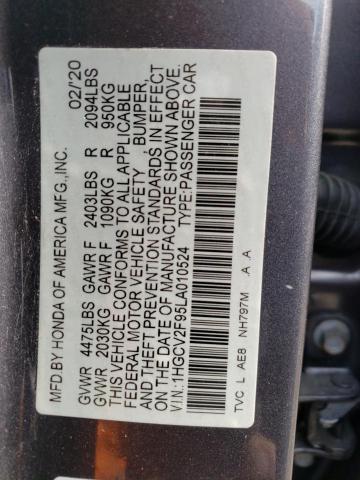 1HGCV2F95LA010524 Honda Accord TOU 12