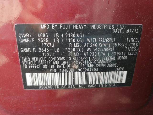 4S4BSBHC9G3204409 Subaru Outback 2.5i Premium