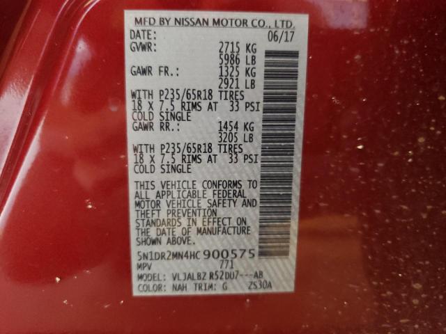 5N1DR2MN4HC900575 Nissan Pathfinder S