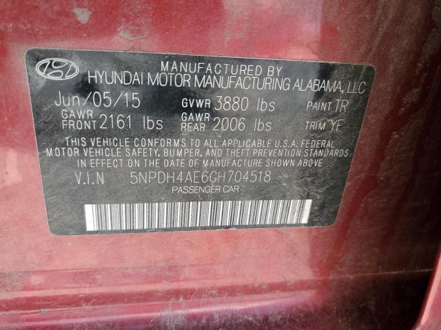 5NPDH4AE6GH704518 Hyundai ELANTRA SE